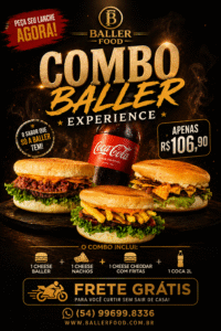 Baller Experience – 1 Cheese Baller + 1 Cheese Nachos + 1 Cheese Cheddar com Fritas + Coca 2L